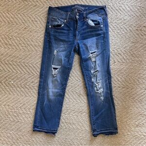 American Eagle‎ Artist Crop Distressed Cropped Jeans Women's 8 Stretch Denim